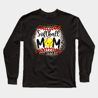 Leopard Softball Mom   Softball Mom   Softball Long Sleeve T-Shirt